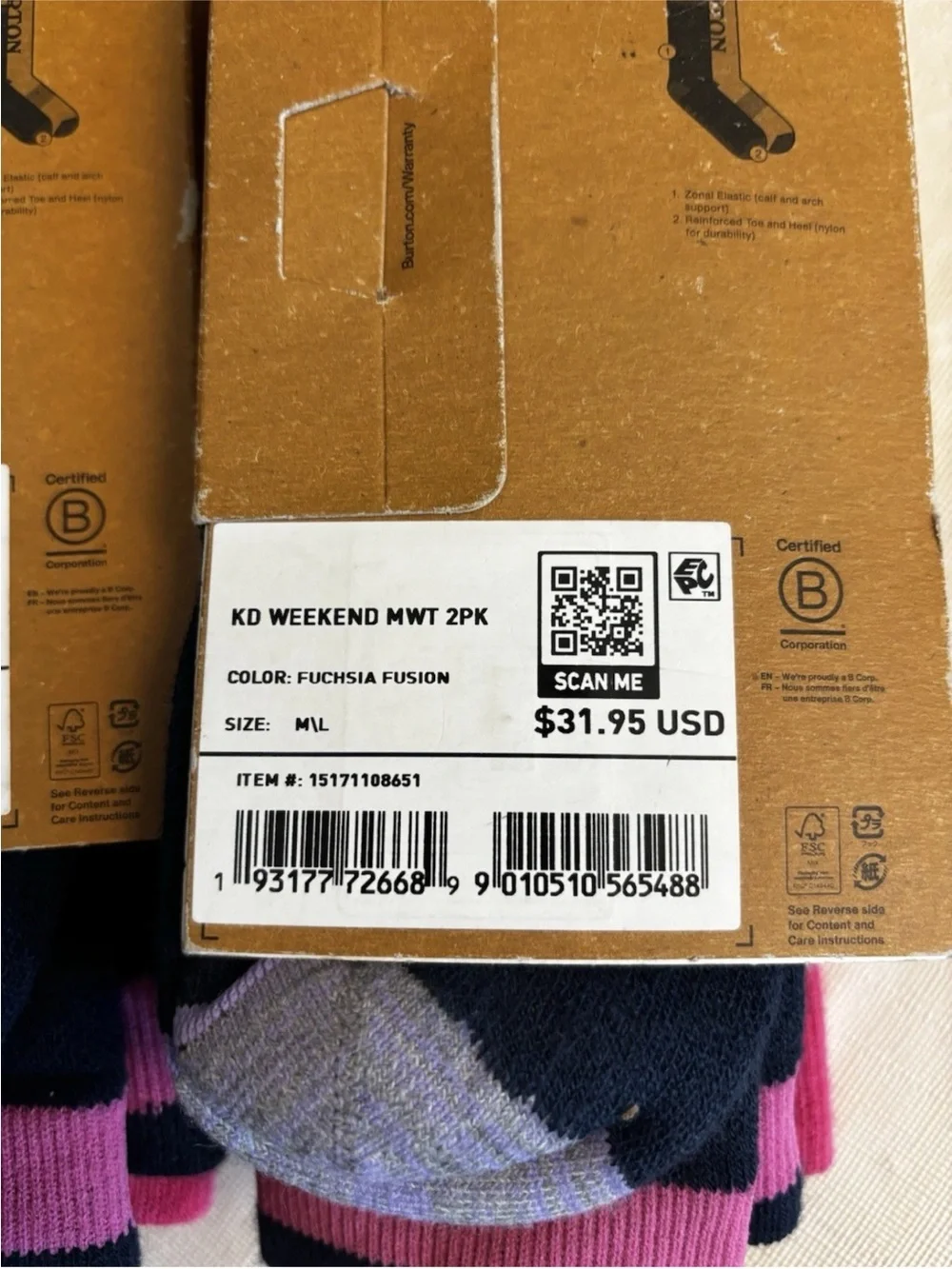 NEW Kids Burton Weekend Midweight Ski Socks FOUR PAIRS Pink Blue Size M/L 2 - 4